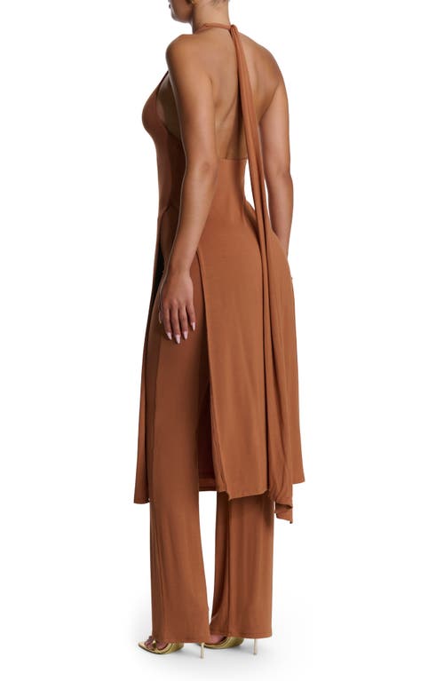 Naked Wardrobe Longline Halter Tunic In Brown