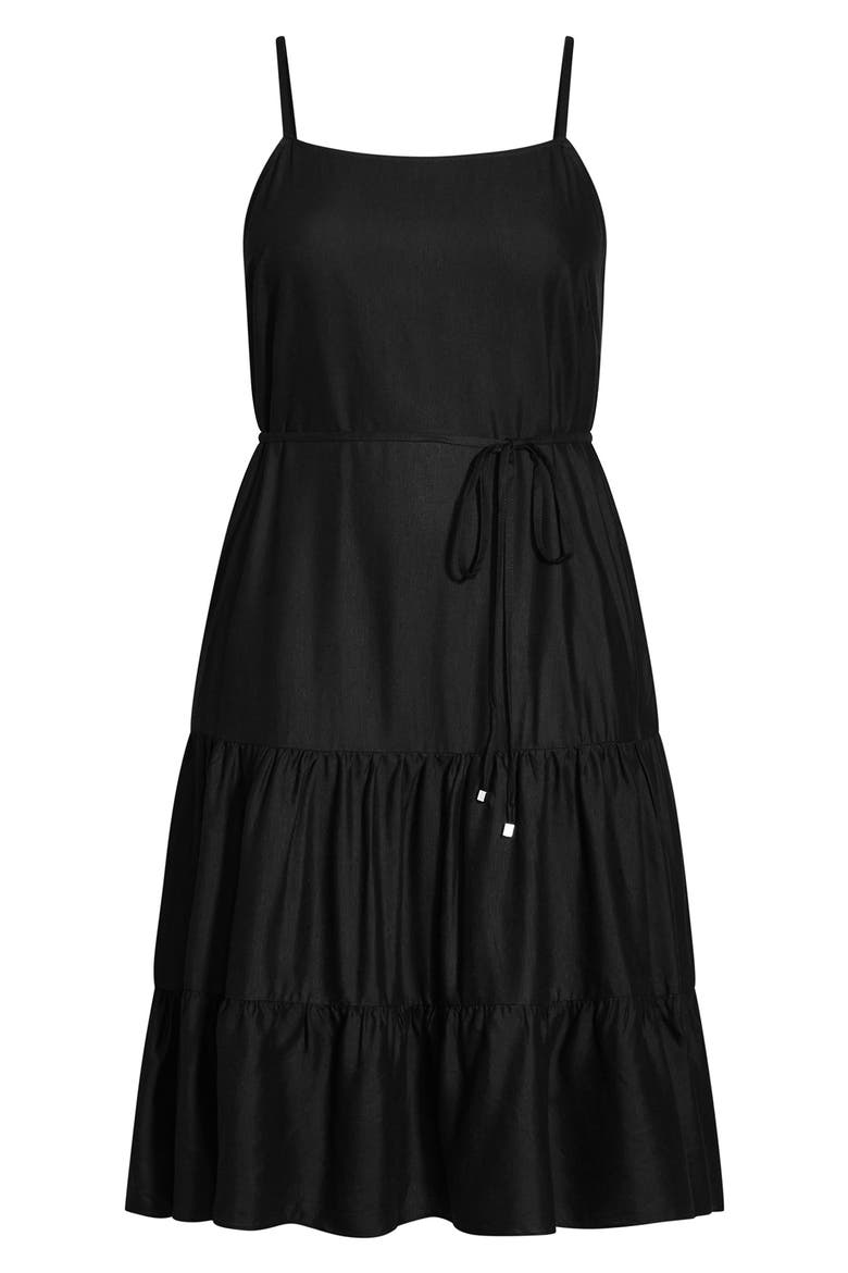 Sleeveless Linen Blend Dress, Alternate, color, BLACK