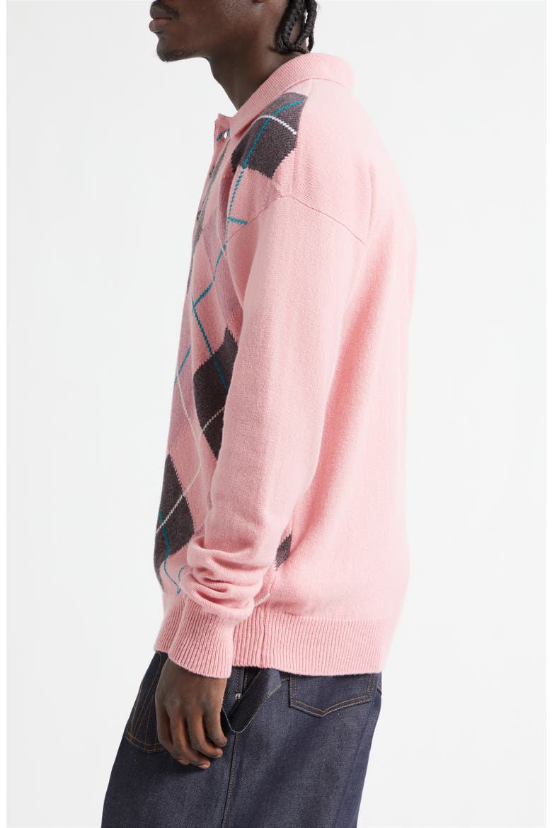 x Pringle of Scotland Argyle Wool Polo, Alternate, color, BUBBLEGUM