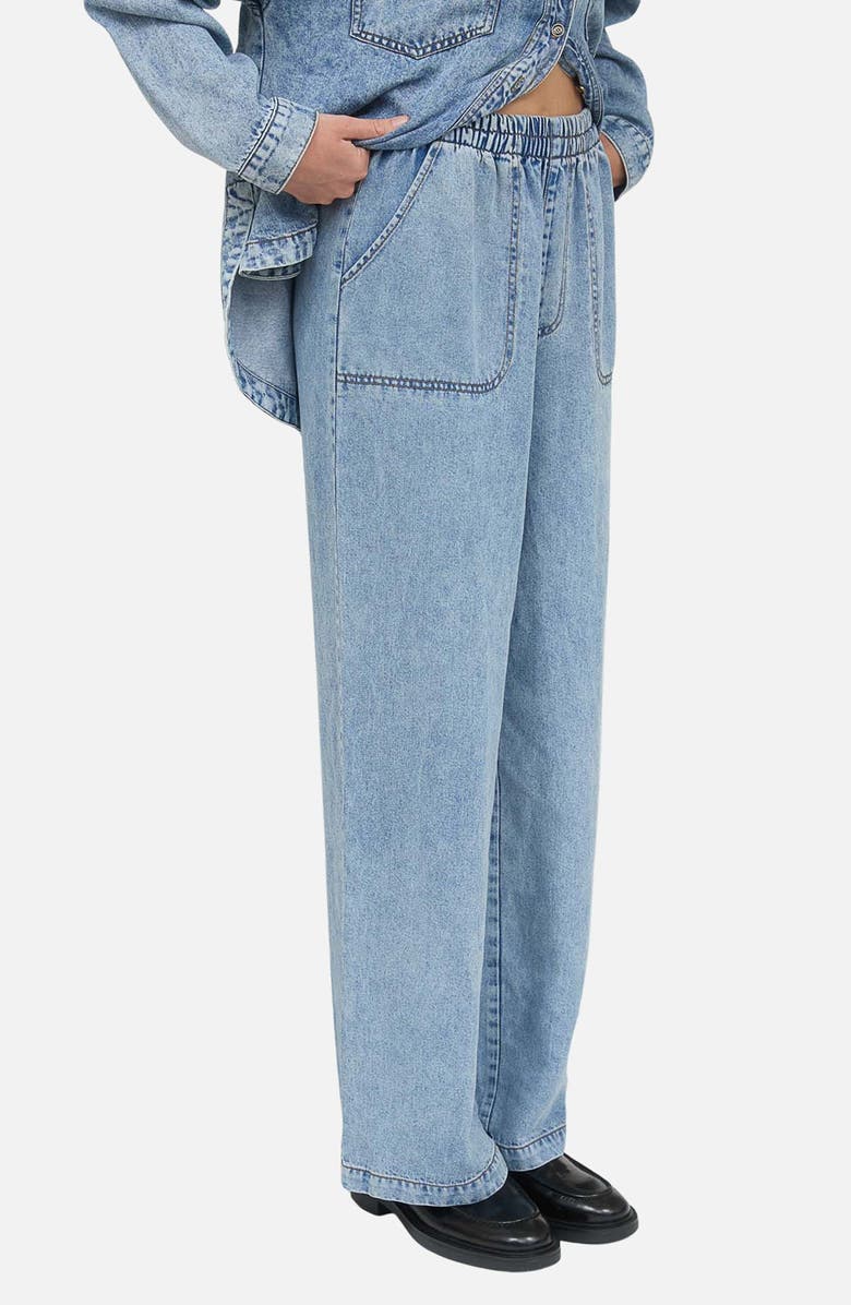 Blu Pepper Washed Chambray Wide Leg Pants, Alternate, color, 