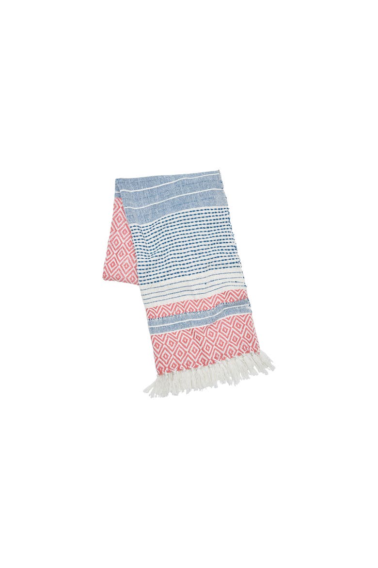 Berkley Hibiscus Diamond Cotton Blend Accent Throw Blanket 50" x 60", Main, color, Pink