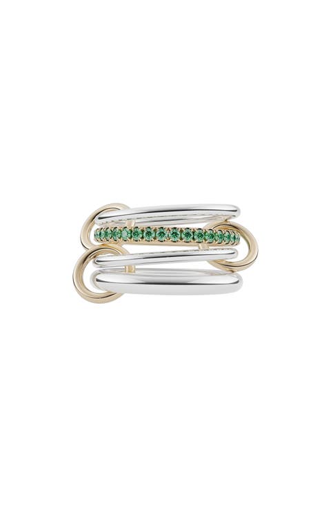 Nimbus Two-Tone Linked Emerald Rings