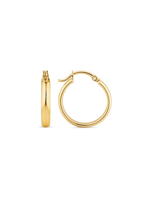 Classic Oval Hoop Earrings In 14k Gold, 15mm