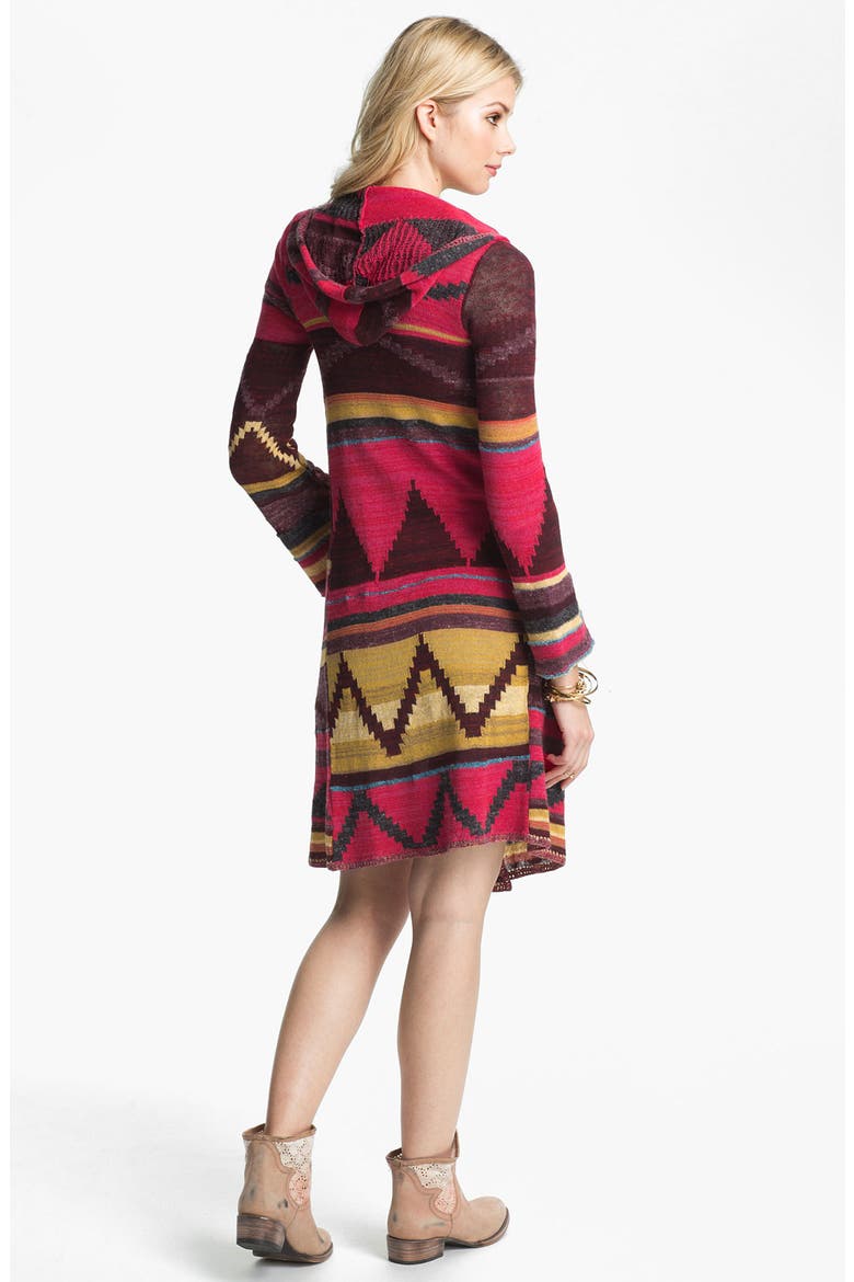 'Lima' Blanket Knit Hooded Cardigan, Alternate, color, RED COMBO
