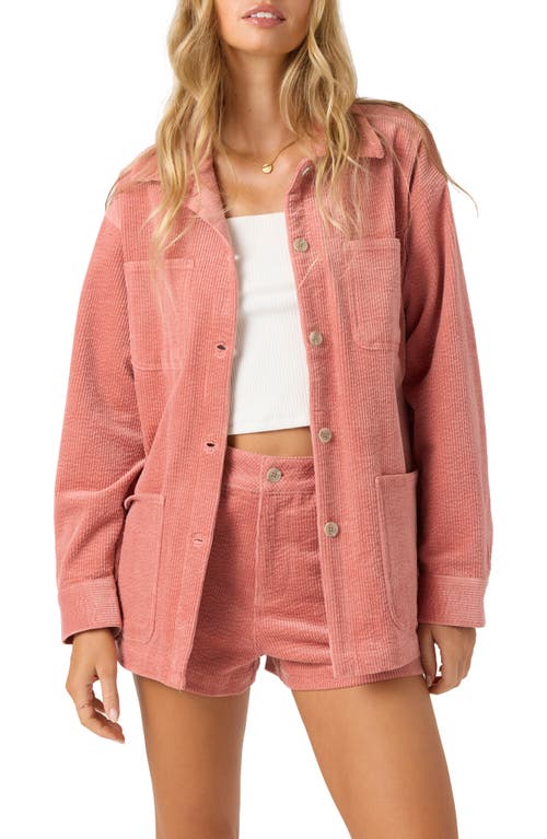 O'neill Langford Cotton Blend Corduroy Shacket In Pink