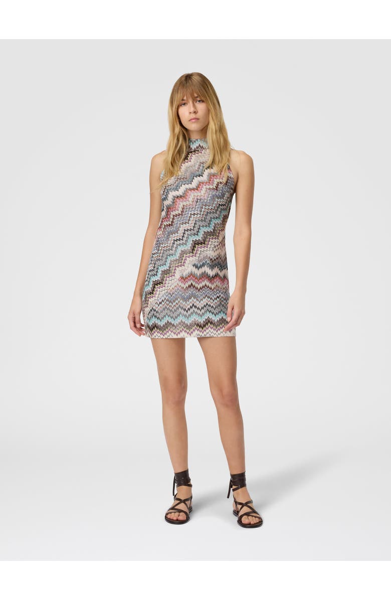 Missoni Mini Dress With Halter Neckline And Raschel Detailing, Alternate, color, Multicoloured
