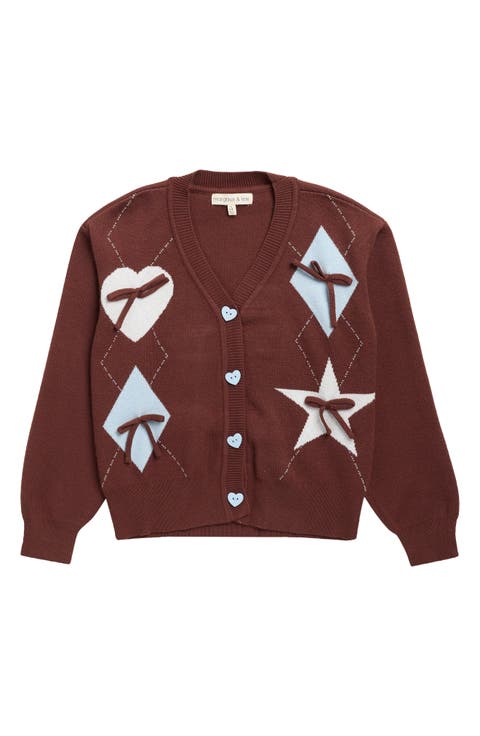 Kids' 3D Bow Jacquard Cardigan