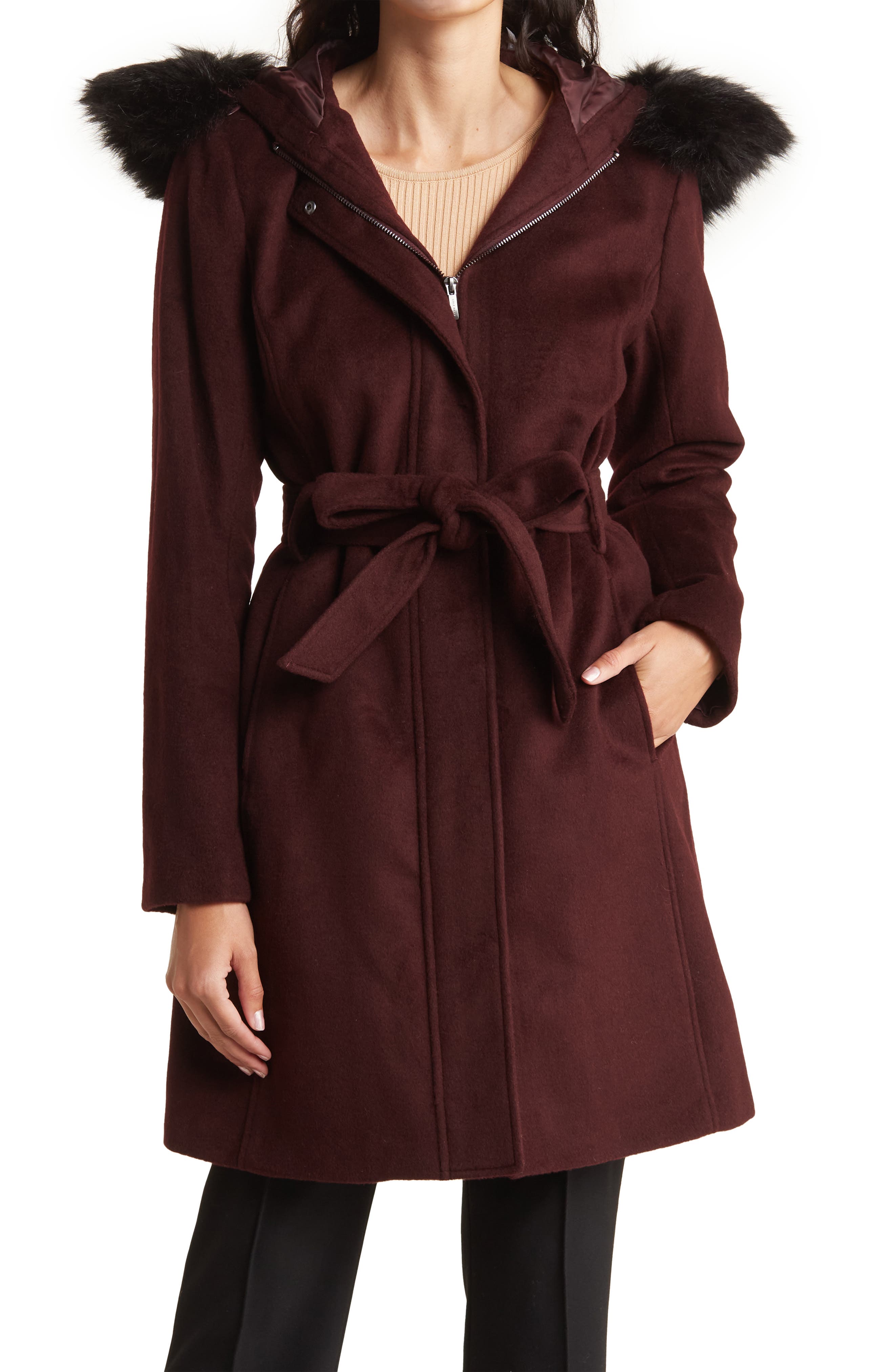 Faux Fur Trim Wool Blend Jacket - image 3