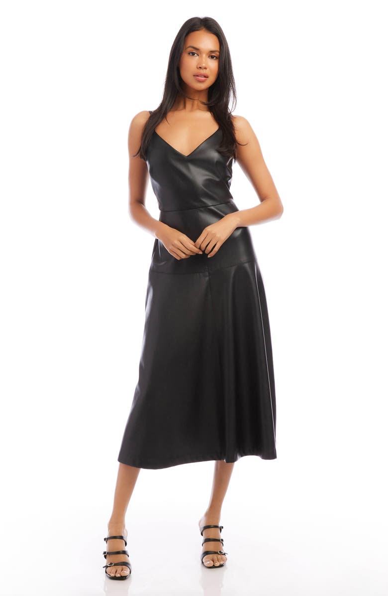 FIFTEEN TWENTY Faux Leather Midi Dress, Alternate, color, 