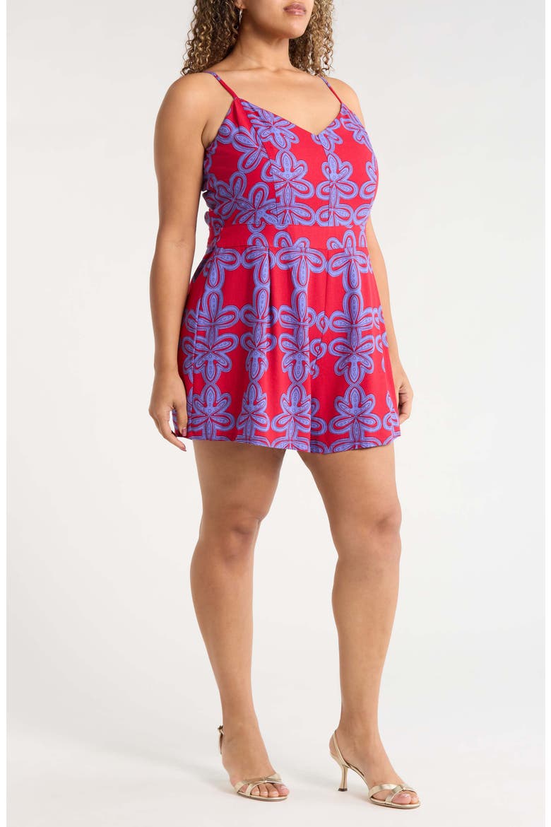 Rory Abstract Kirsten Tie Romper Curve, Alternate, color, CHERRY-MUL