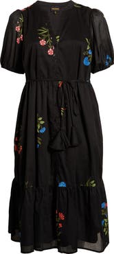 SUGARLIPS Hester Floral Beth Tiered Cotton Midi Dress