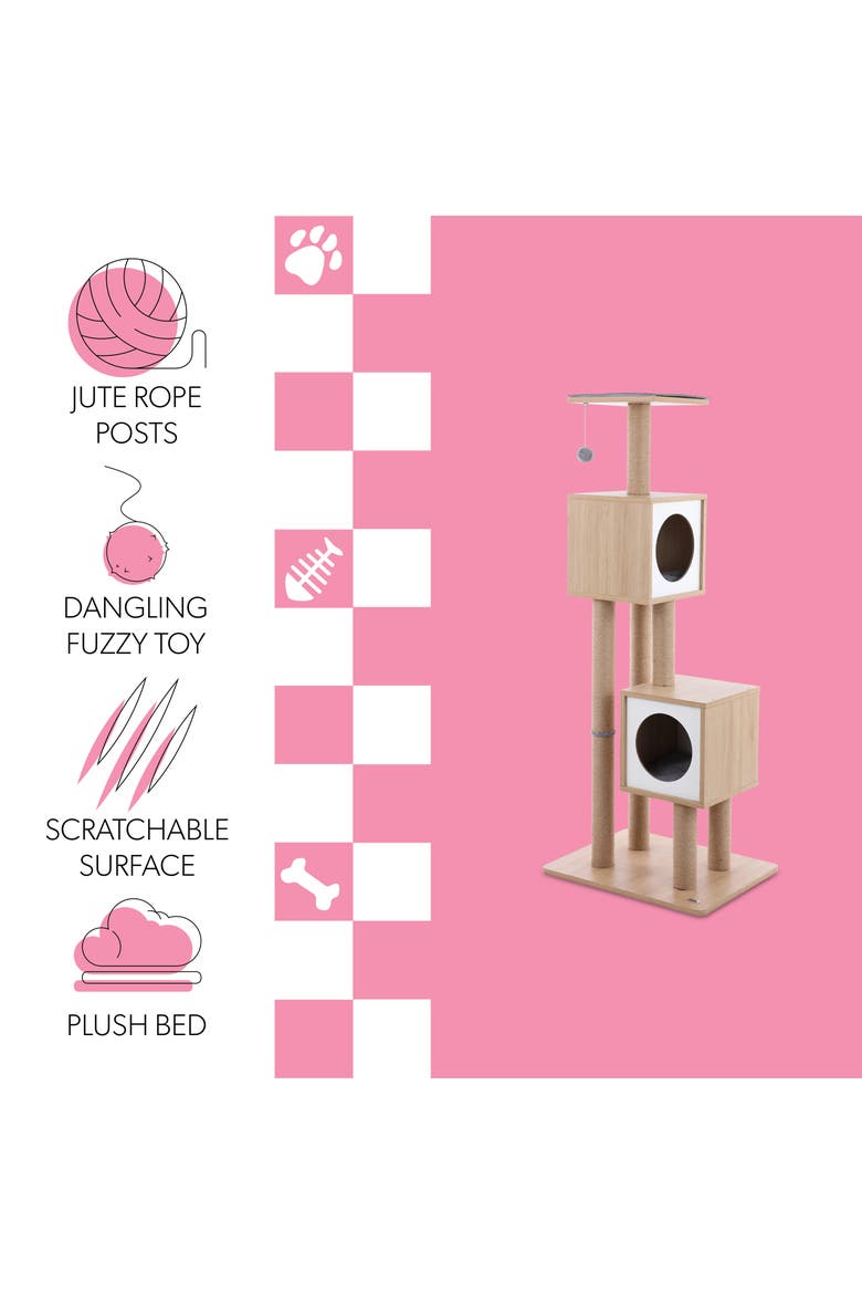 Sawyer 56" 3-Tier Minimalist Jute Cat Tree Condo with Scratching posts, Alternate, color, Brown/White