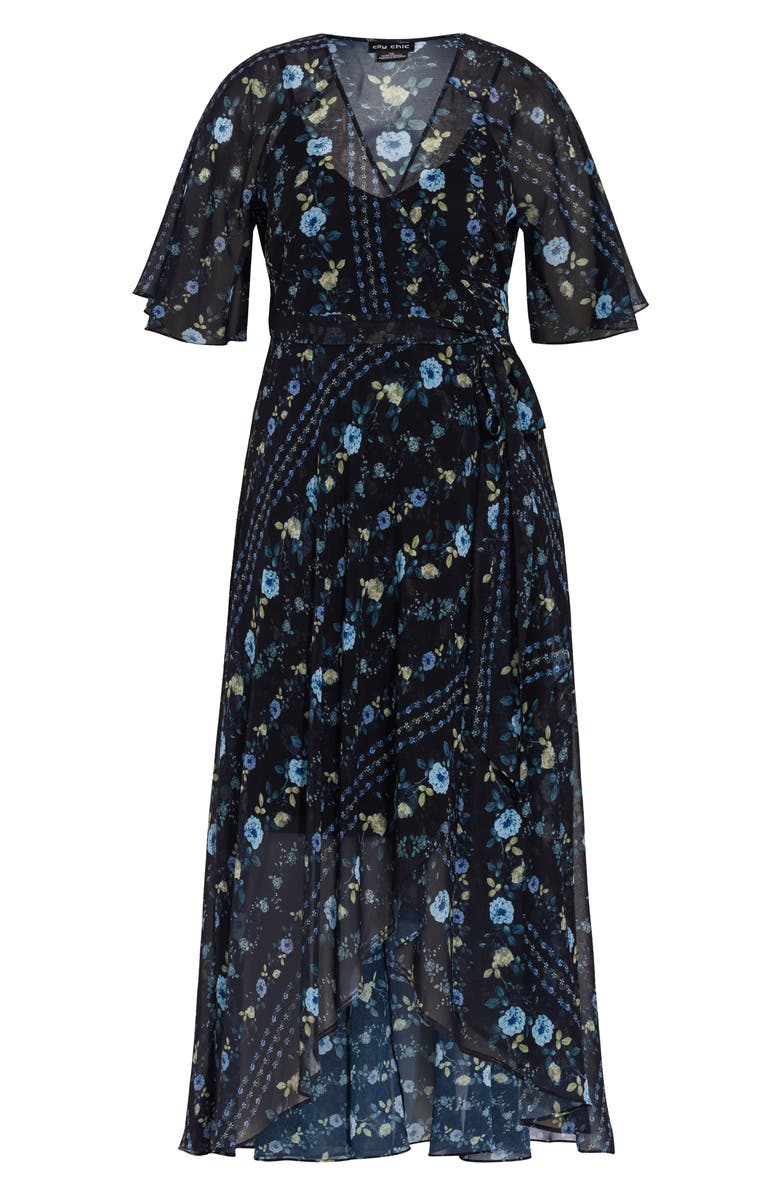 City Chic Floral Print Wrap Maxi Dress, Alternate, color,