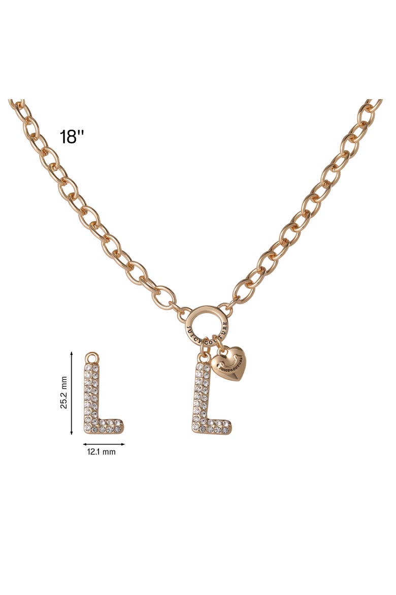 Bubble Letter Necklace for Women with Clear Stones 18"+2", Chunky Initial Necklace Gold-Tone, Alternate, color, Letter L