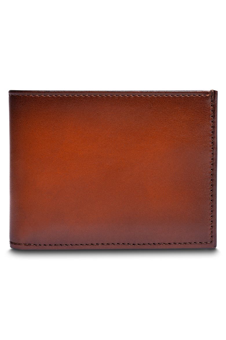 Burnished Leather Small Bifold Wallet, Alternate, color, TAN/BLACK