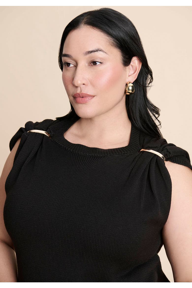 Metal Detail Sweater Dress, Alternate, color, BLACK ONYX