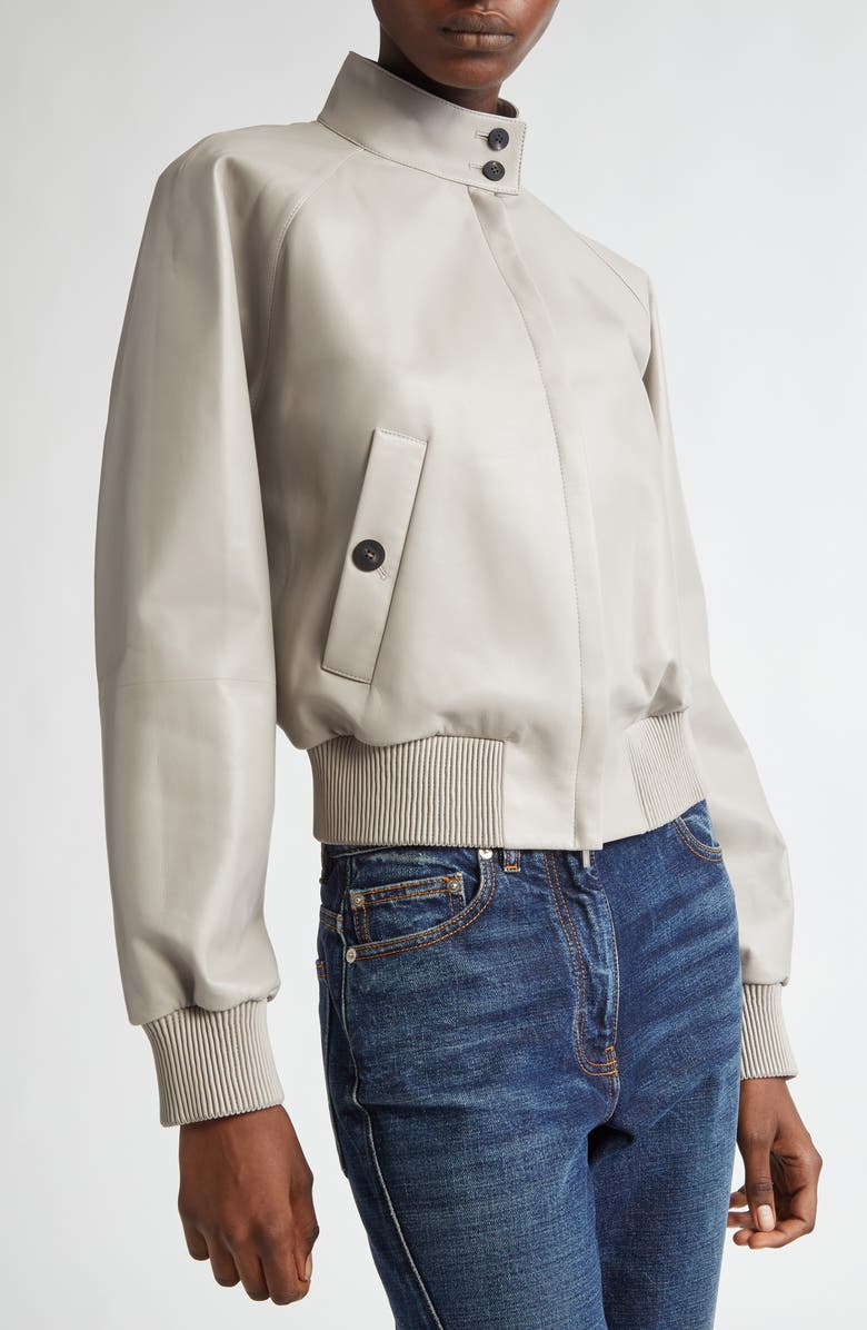 FERRAGAMO Leather Crop Bomber Jacket, Alternate, color, 