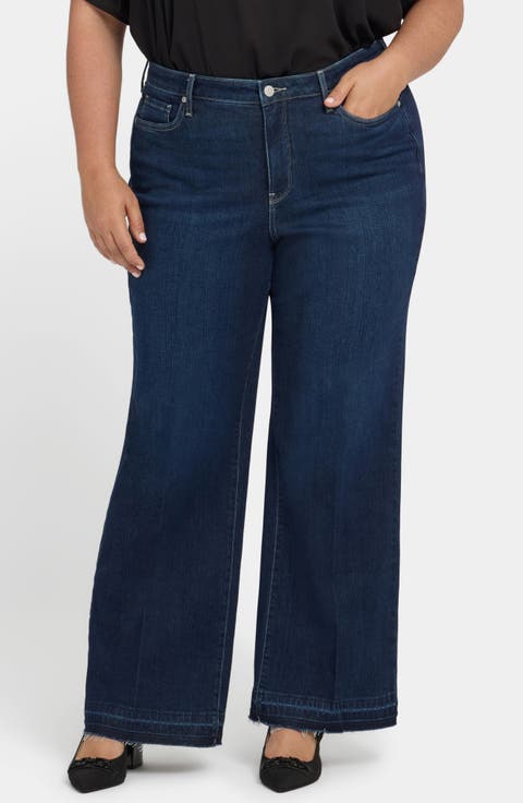 Teresa Release Hem Wide Leg Jeans (Midnight Breeze) (Plus)