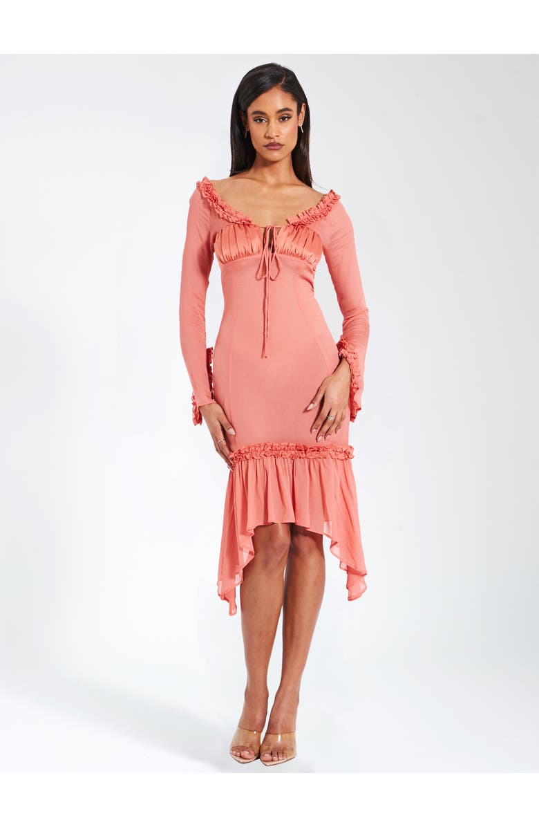 Miss Circle Fiorella Satin Rayon Midi Dress, Main, color, Rosy Mauve