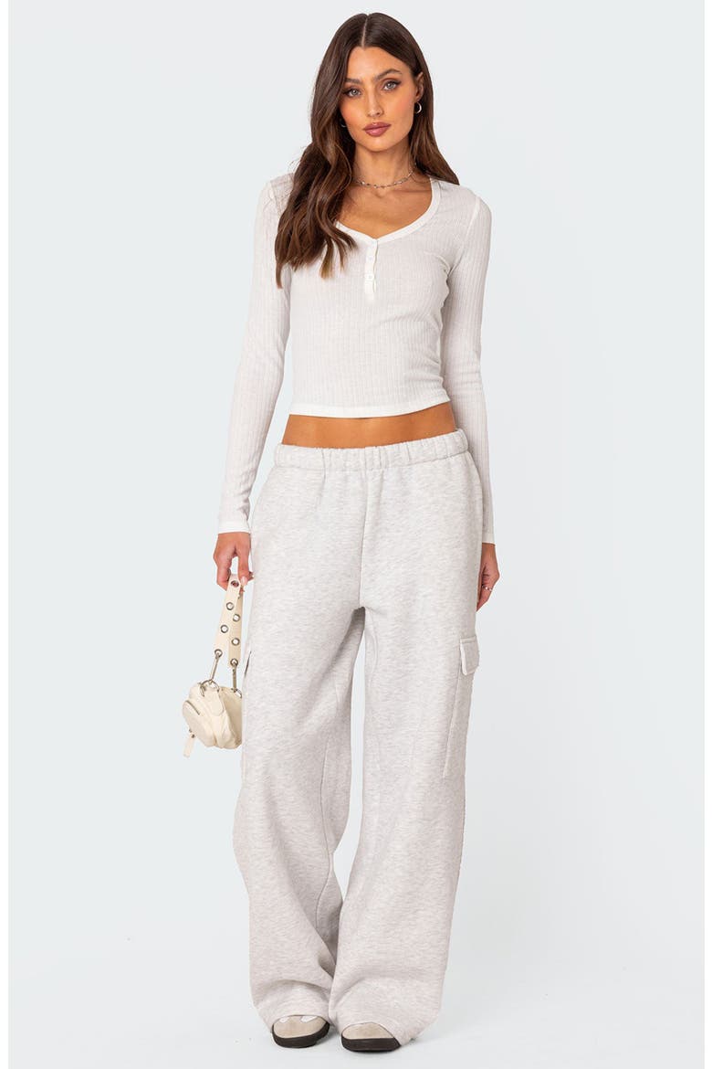 Wide Leg Cotton Cargo Sweatpants, Alternate, color, LIGHT-GRAY