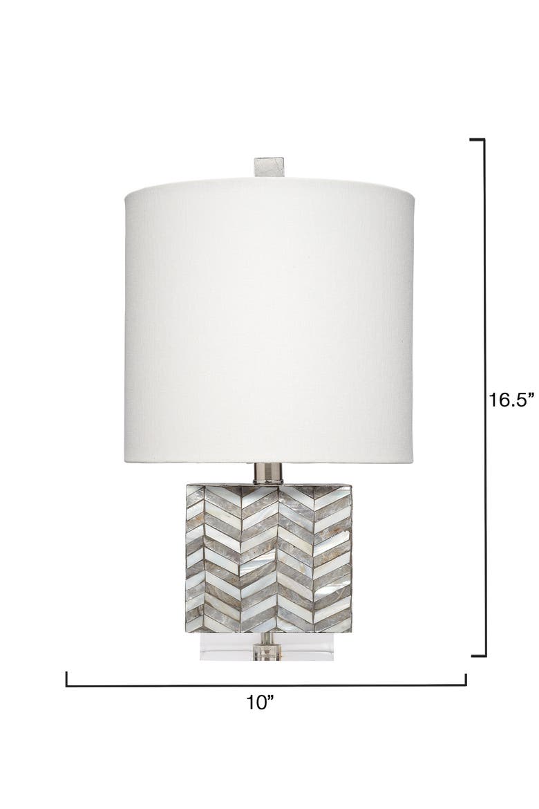Garbo Mother of Pearl Table Lamp with Linen Shade, Blue, Alternate, color, Grey