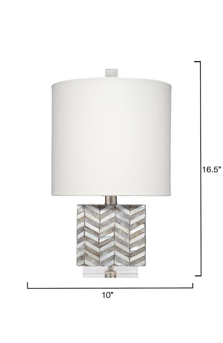 JAMIE YOUNG Garbo Mother of Pearl Table Lamp with Linen Shade, Blue, Alternate, color, Grey
