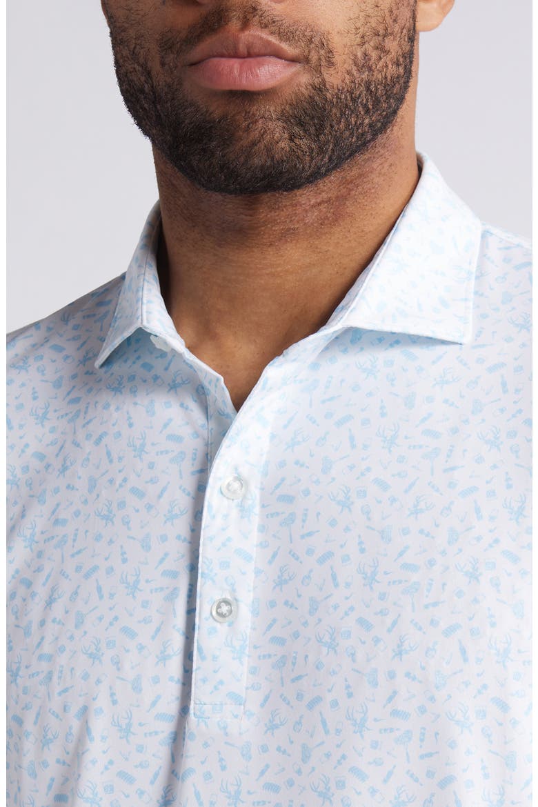 Stag Night Print Performance Polo, Alternate, color, PERMAFROST
