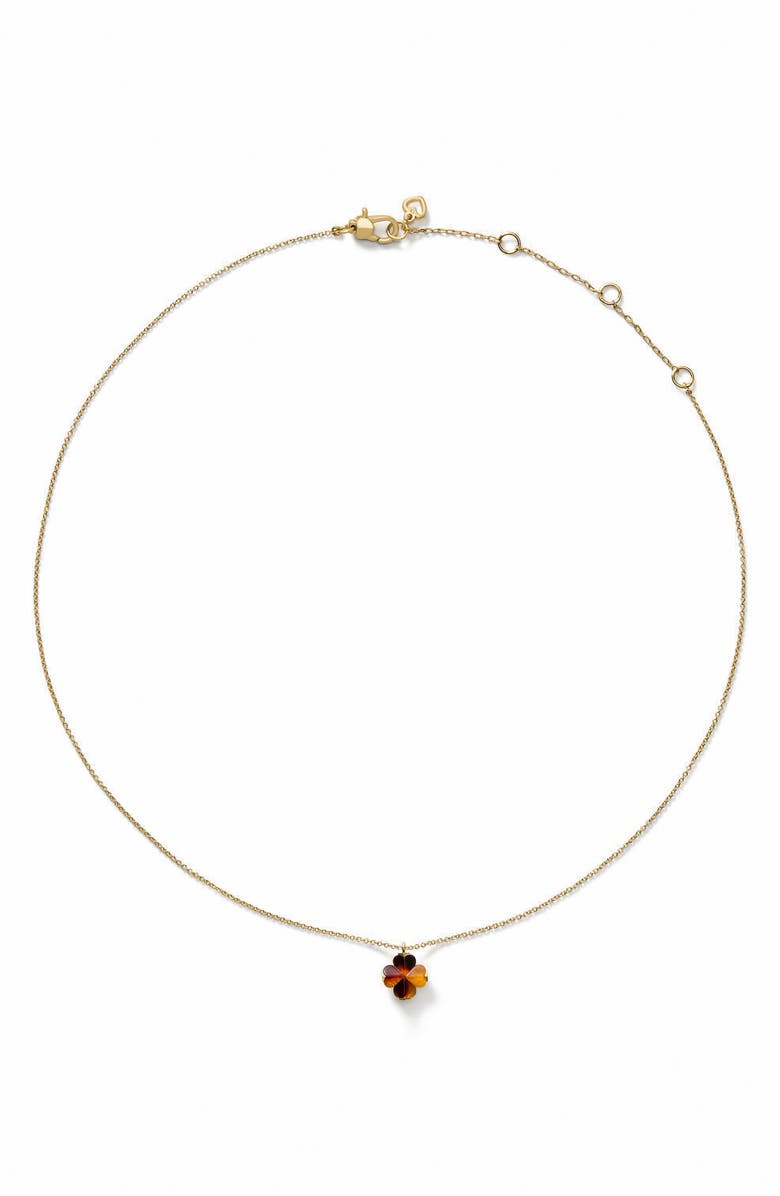 Kate Spade New York mini spade flower pendant necklace, Alternate, color, Tortoise.