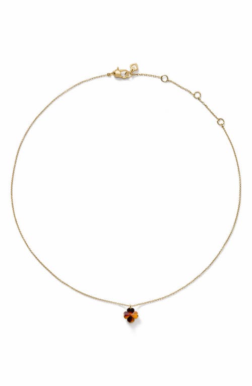 Kate Spade Cubic Zirconia Tortoise Flower Mini Pendant Necklace In Gold
