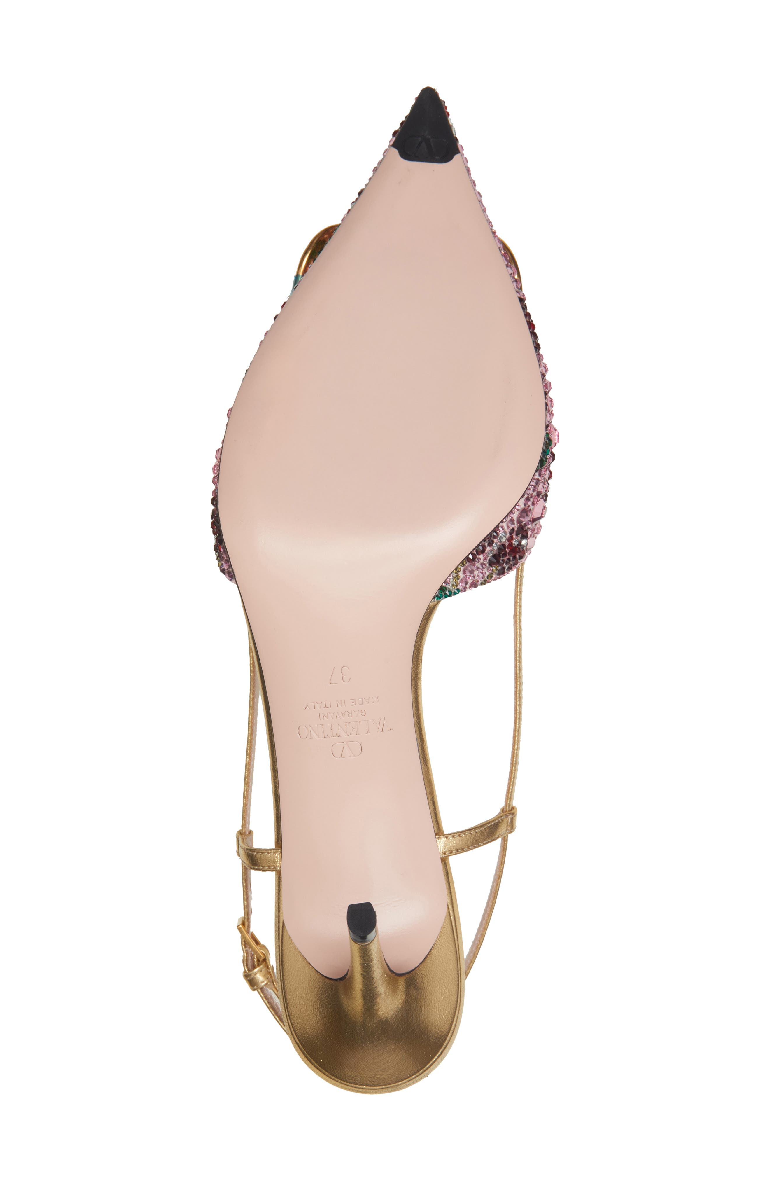 Valentino Garavani VLOGO Signature Cherryfic Crystal Metallic Slingback Pump, Alternate, color, Pink Multi