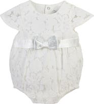 Carriage Boutique Lace Christening Bubble Bodysuit with Satin Bow