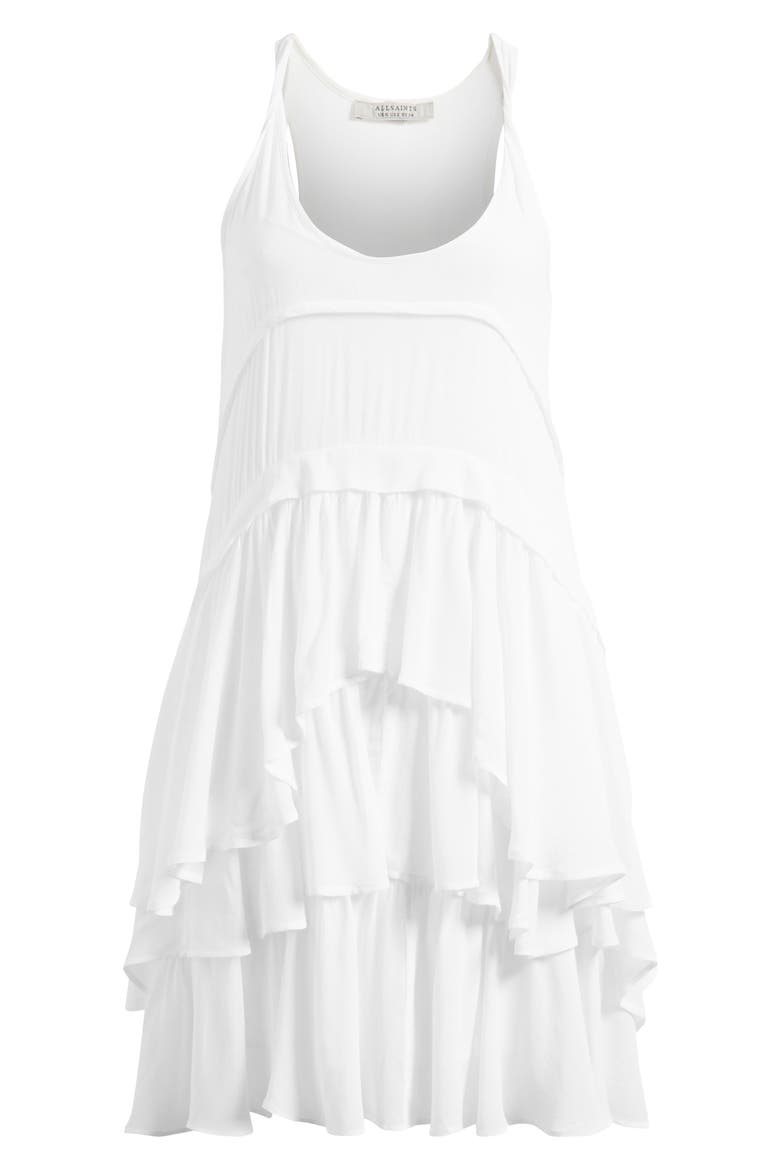 Cavarly Tiered Asymmetric Hem Dress, Alternate, color, OPTIC WHITE