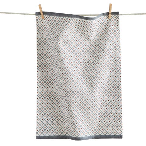 Dots Block Print Dishtowel Blue Multi Cotton Everyday