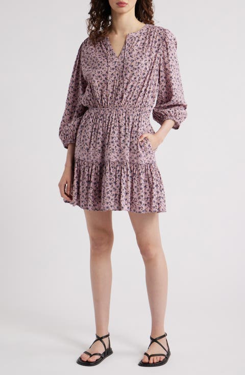 Print Tie Neck Minidress