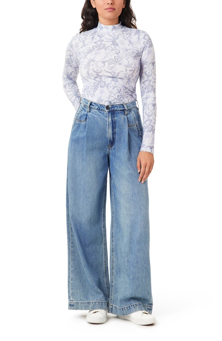 Scotch & Soda Print Mock Neck Top, Alternate, color, Dancer Lavender