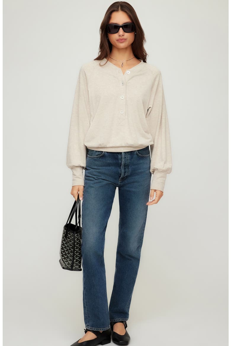 Mara Henley Top, Alternate, color, OATMEAL