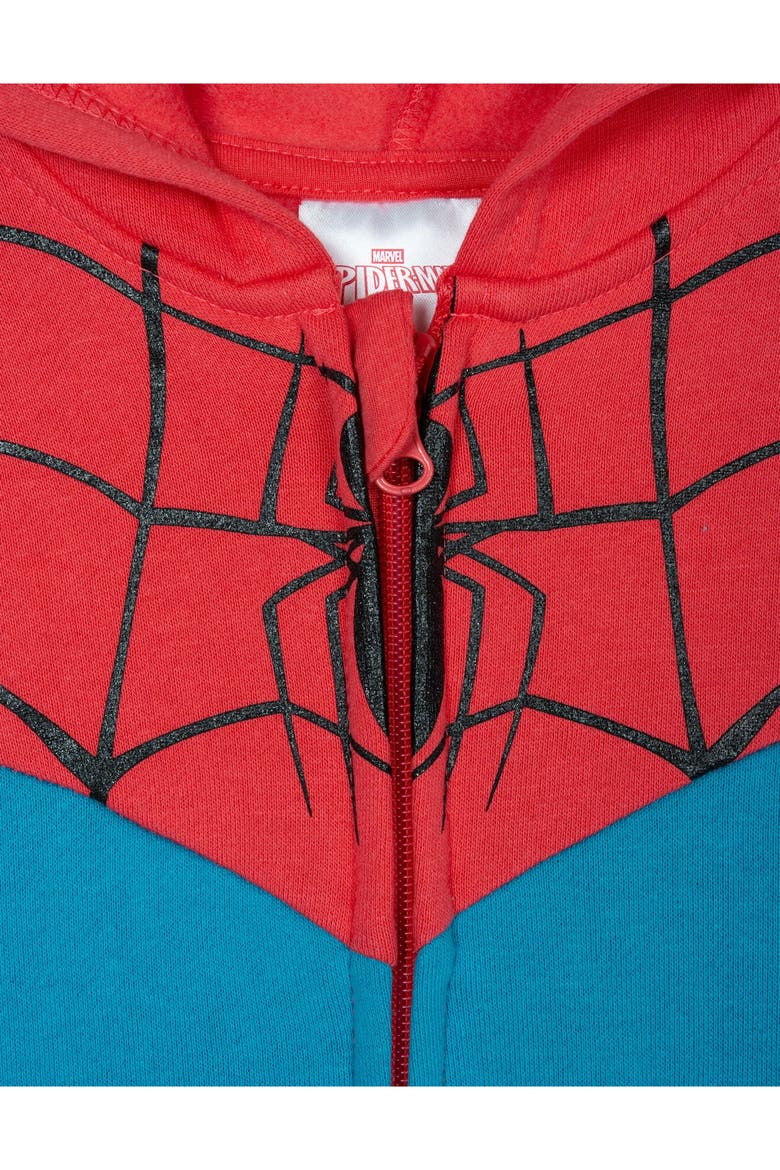 Spider-Man Girls' Fleece Zip-Up Hoodie, Alternate, color, Spider Man Red Blue