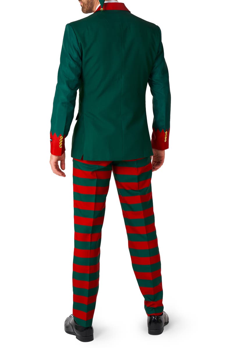 OppoSuits Santa's Elf Trim Fit Suit, Tie & Hat Set, Alternate, color,