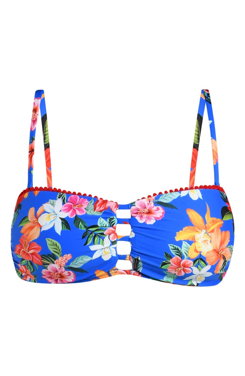 La Blanca Floral Cutout Bandeau Bikini Top, Alternate, color, Blue Multi
