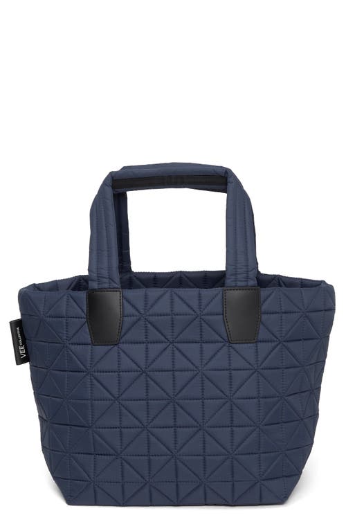 Veecollective Small Vee Water Resistant Quilted Recycled Nylon Tote In Midnight Blue
