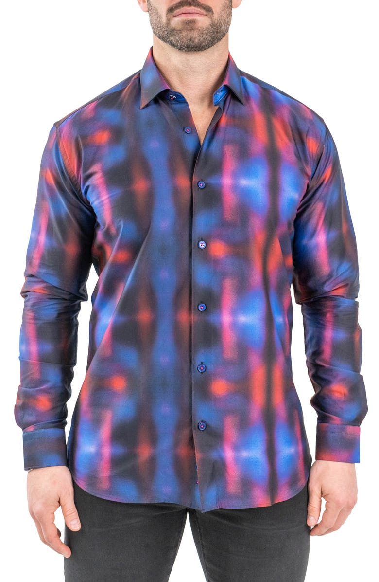 Maceoo Fibonacci Twilight Black Contemporary Fit Button-Up Shirt, Main, color, 