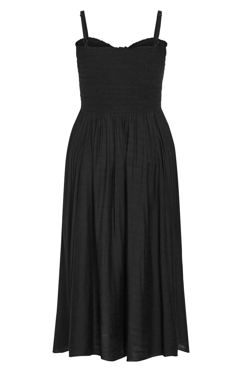 City Chic Maui Smocked Maxi Sundress, Alternate, color, Black