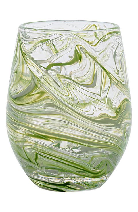 Puro Marbled Stemless Wine Glass