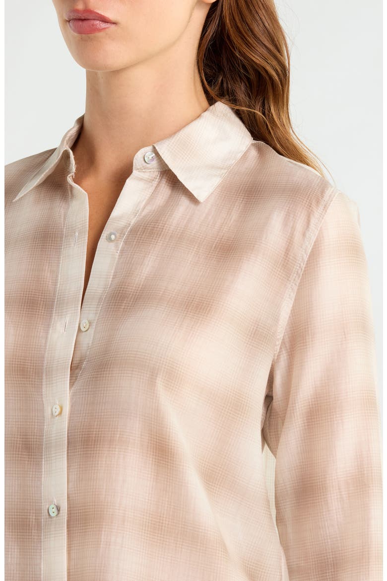 Bishop Plaid Button-Up Shirt, Alternate, color, MINK VANILLA