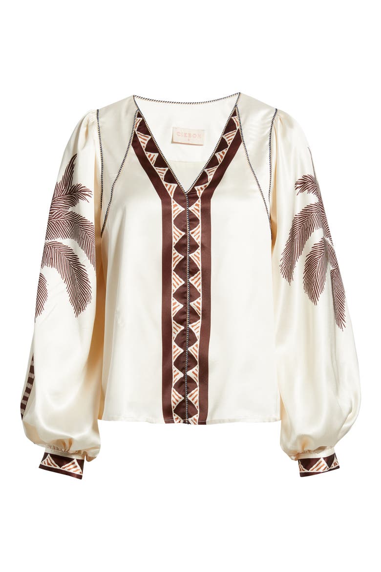 Kensley Print Satin Top, Alternate, color, CREAM MULTI