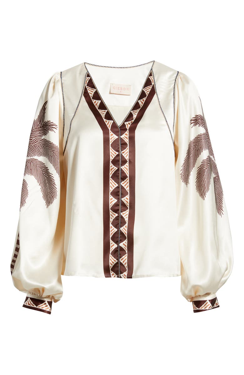 CIEBON Kensley Print Satin Top, Alternate, color, Cream Multi