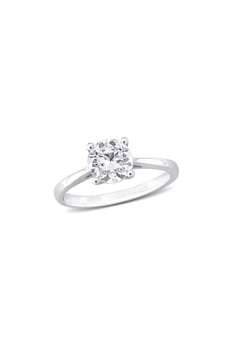 Sterling Silver Round Lab Created White Sapphire Solitaire Ring, Main, color, SILVER