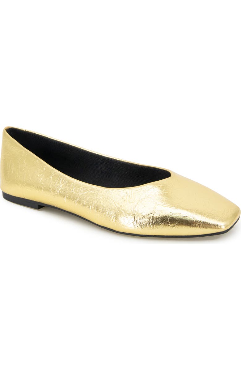 Kenneth Cole Johanna Square Toe Flat, Main, color, Gold