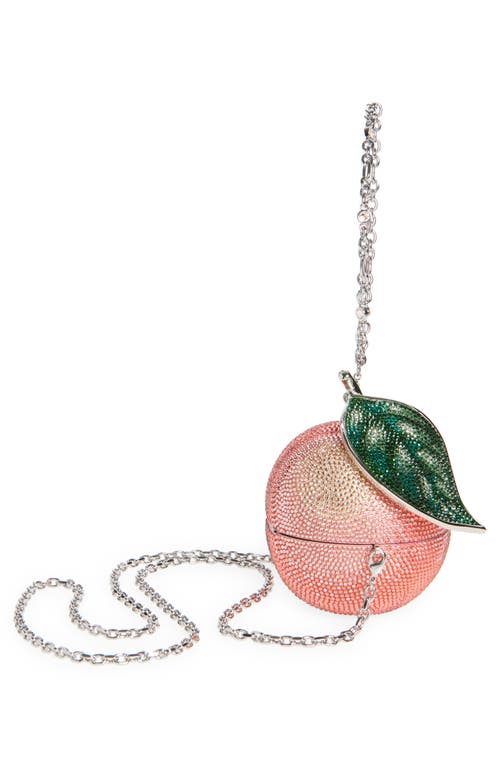 Judith Leiber Couture Peachy Keen Crystal Embellished Clutch In Silver Light Peach Multi