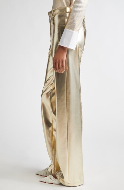 Cinq À Sept Francine High Waist Metallic Faux Leather Wide Leg Pants In Metallic